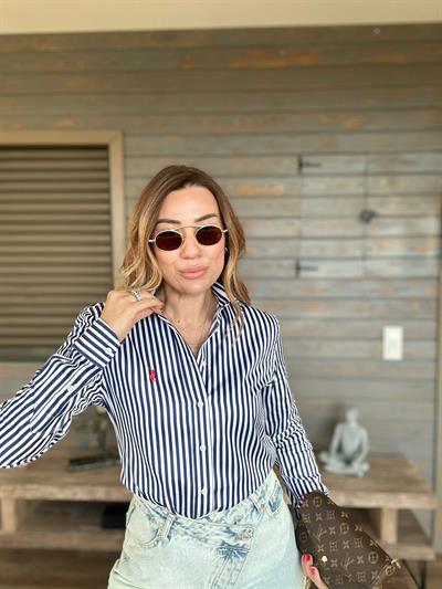 Nakış Logolu Çizgili Gömlek