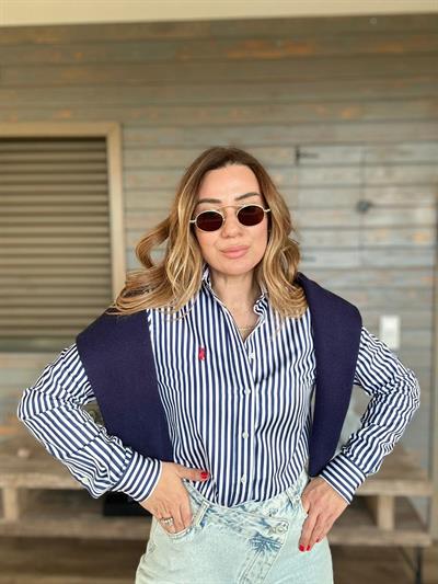 Nakış Logolu Çizgili Gömlek