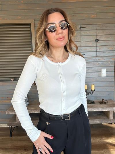 Nakış Logolu Düğmeli Kazak