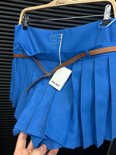 Nakış Logolu Kemer Detaylı Çift Kat Etek