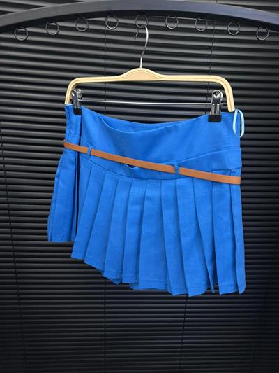 Nakış Logolu Kemer Detaylı Çift Kat Etek