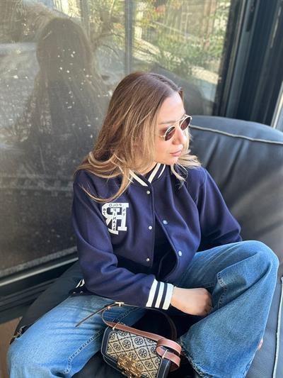 Nakış Logolu Yaka Detaylı Kolej Ceketi