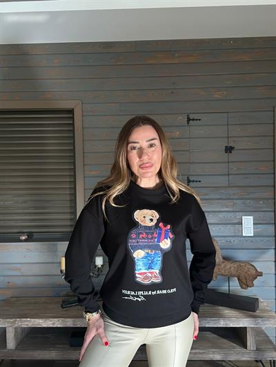 Nakış Teddy Bear Baskılı Sweatshirt