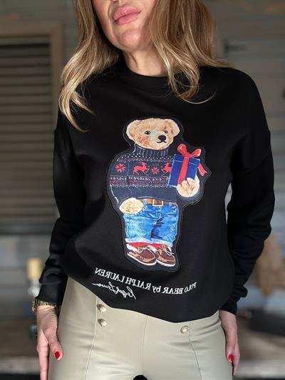 Nakış Teddy Bear Baskılı Sweatshirt