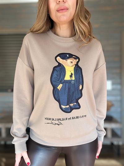 Nakış Teddy Bear Baskılı Sweatshirt