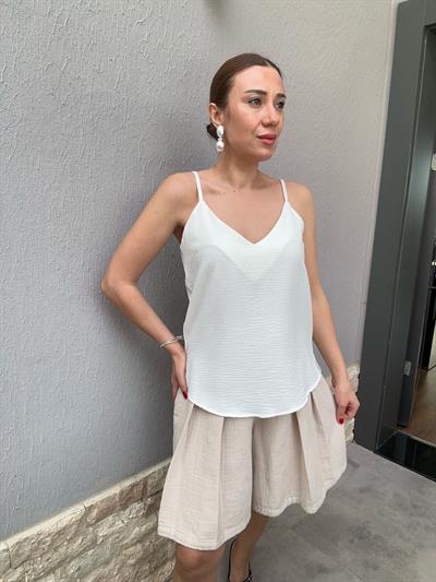 Omuz Askılı Kolsuz T-Shirt