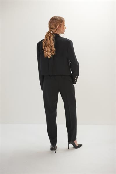 Oversize Crop Ceket Tek File Pantolon Takım