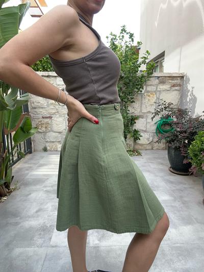 Pileli Müslin Kumaş Şort