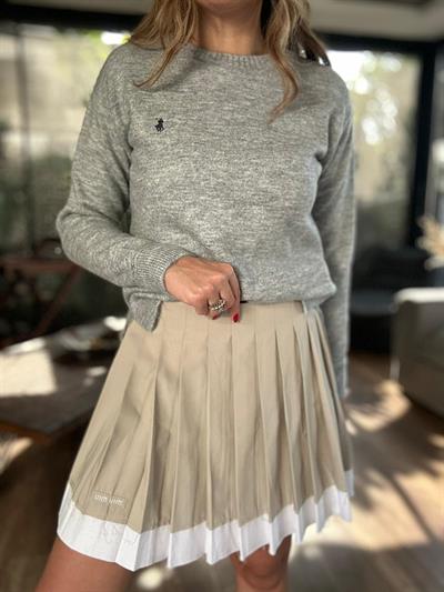 Pileli Nakışlı Kısa Etek