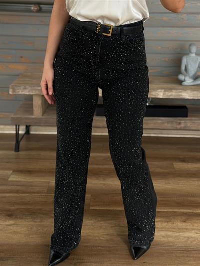 Tasarım Taşlı Baggy Jean Pantolon