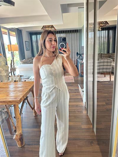 Tek Omuz Askılı Pantolonlu Takım
