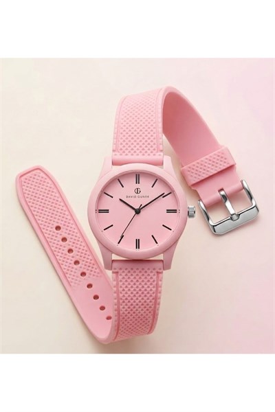 39mm Kadın Saat Pembe Silikon Kordon Genç Spor Günlük Şık Model