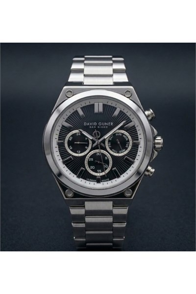 45mm Büyük Kasa Erkek Saat Çelik Kordon Siyah Multifonksiyon Model