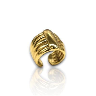 Ribbed Gold – Kaburga Detaylı Ayarlanabilir Altın Renkli Yüzük