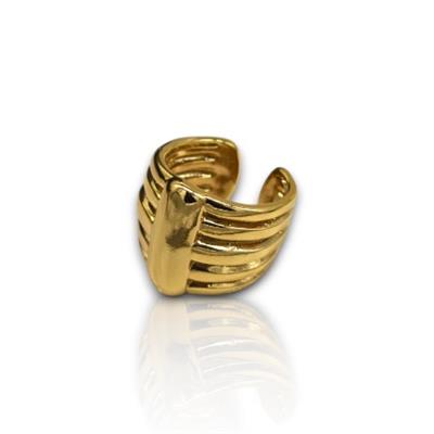 Ribbed Gold – Kaburga Detaylı Ayarlanabilir Altın Renkli Yüzük