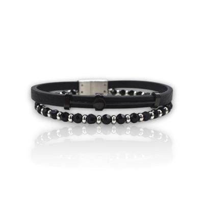 Blackline – Deri & Doğal Taş Detaylı Erkek Bileklik