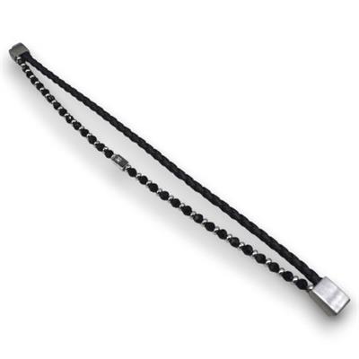 Dual Black – Çelik & Doğal Taş Detaylı Erkek Bileklik