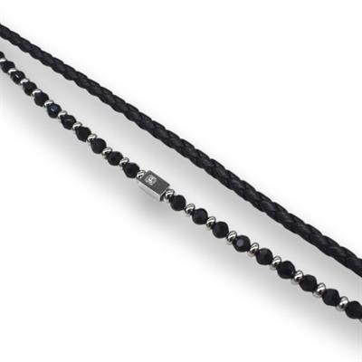 Dual Black – Çelik & Doğal Taş Detaylı Erkek Bileklik