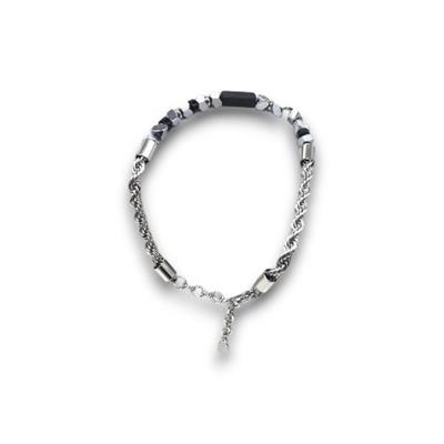 Twist Stone – Çelik Zincir & Doğal Taş Detaylı Erkek Bileklik