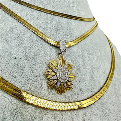 Solenza – Çelik Koleksiyon Gold Renkli Güneş Figürlü Çoklu Kolye Seti