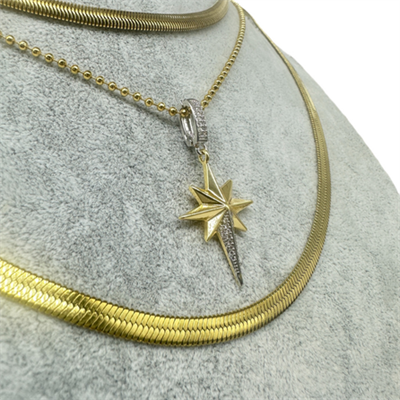 Aurora – Çelik Koleksiyon Gold Renkli Kuzey Yıldızı Figürlü 3lü Kolye Seti