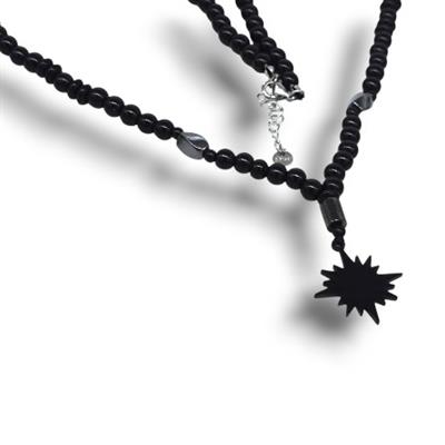 Nocturn – 316L Çelik Siyah Boncuklu Erkek Kolye