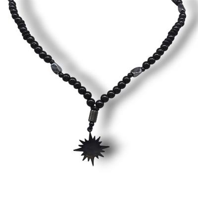 Nocturn – 316L Çelik Siyah Boncuklu Erkek Kolye