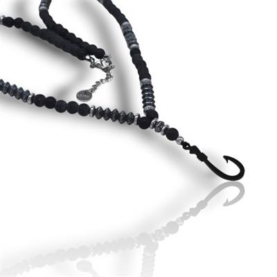 Hook – 316L Çelik Siyah & Gümüş Detaylı Erkek Kolye