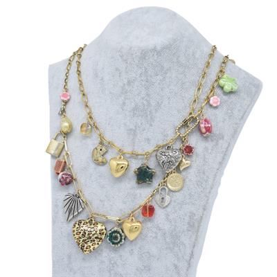 Charma – VIP Koleksiyon Gold Renkli 2li Charm Detaylı Kolye Seti