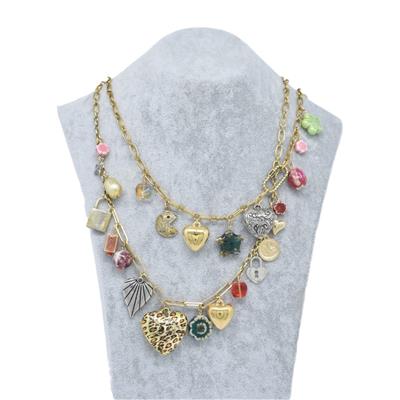 Charma – VIP Koleksiyon Gold Renkli 2li Charm Detaylı Kolye Seti