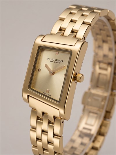 David Guner San Diego 22x34 mm Kadın Kol Saati Gold Kadran Asimetrik Dikdörtgen Kasa