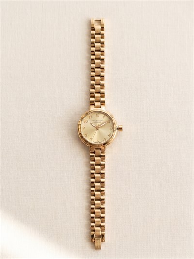 David Guner San Diego 25 mm Kadın Kol Saati Altın Renk Çelik Kordon Gold Kadran