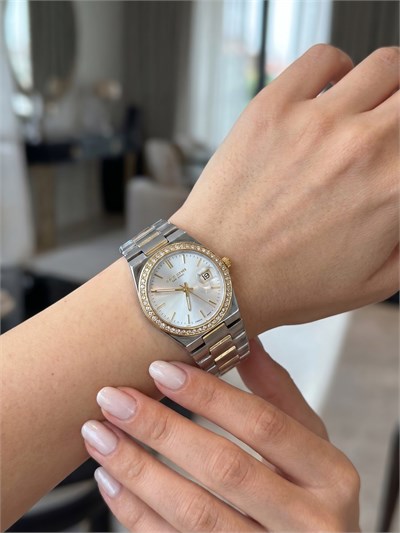 David Guner San Diego 30 mm Ekstra İnce Kadın Saat Gümüş Kadran Çift Renk Çelik Kordon
