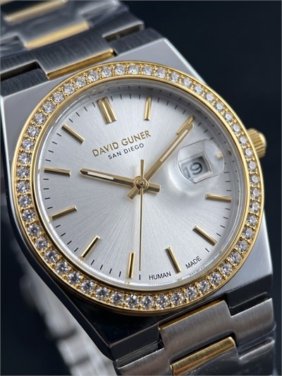 David Guner San Diego 30 mm Ekstra İnce Kadın Saat Gümüş Kadran Çift Renk Çelik Kordon