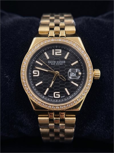 David Guner San Diego 30 mm Kadın Kol Saati Siyah Kadran Gold Renk Çelik Kordon