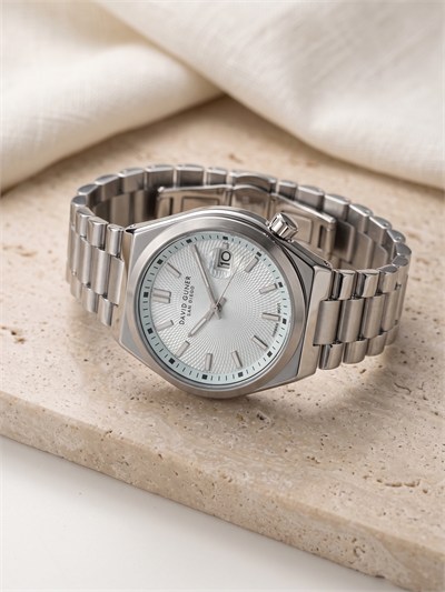 David Guner San Diego 40 mm Buz Mavisi Kadran Çelik Erkek Saati Özel Konumlu Kurma Kollu
