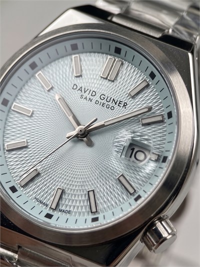 David Guner San Diego 40 mm Buz Mavisi Kadran Çelik Erkek Saati Özel Konumlu Kurma Kollu