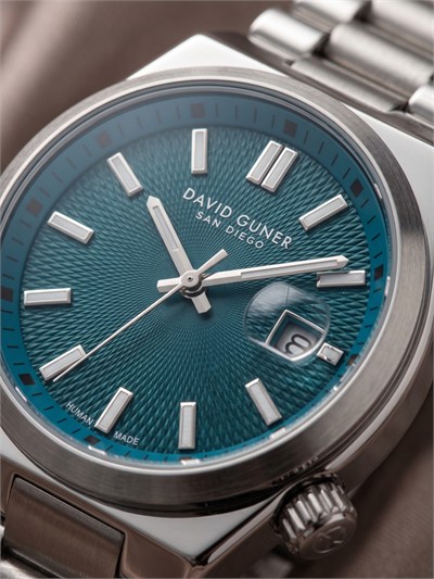 David Guner San Diego 40 mm Petrol Yeşili Kadran Çelik Erkek Kol Saati Özel Kurma Kollu