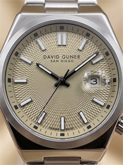 David Guner San Diego 40 mm Şampanya Kadran Çelik Erkek Saati Özel Kurma Kolu