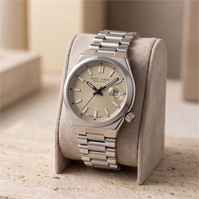 David Guner San Diego 40 mm Şampanya Kadran Çelik Erkek Saati Özel Kurma Kolu