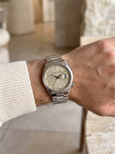 David Guner San Diego 40 mm Şampanya Kadran Çelik Erkek Saati Özel Kurma Kolu