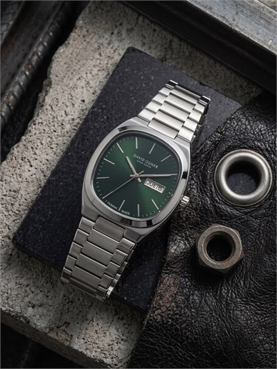 David Guner San Diego 42 mm Erkek Kol Saati Yeşil Kadran Çelik Kordon Almanca Gün Göstergeli