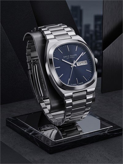 David Guner San Diego 42 mm Erkek Saat Lacivert Kadran Modern Klasik Almanca Takvimli