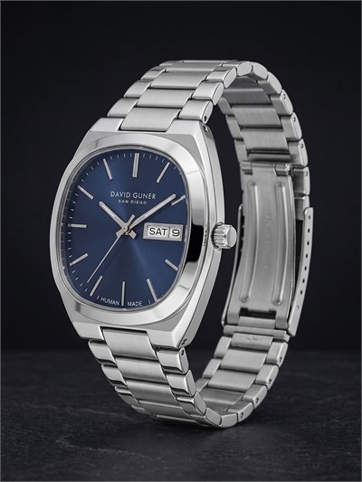 David Guner San Diego 42 mm Erkek Saat Lacivert Kadran Modern Klasik Almanca Takvimli