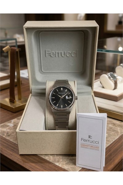 Erkek Kol Saati 42 mm Çelik Kordon Siyah Kadran Takvimli Quartz Klasik Erkek Saat