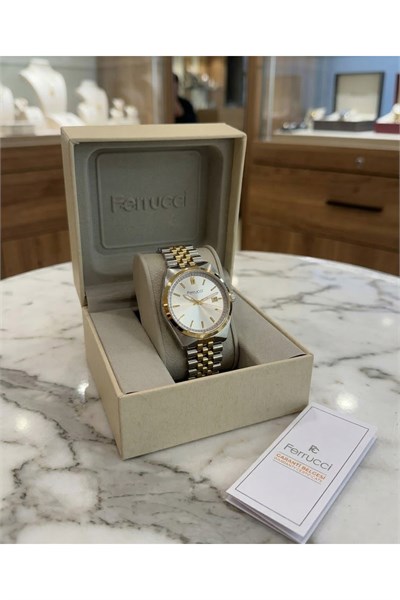 Erkek Kol Saati 42 mm Takvimli Çift Renk Çelik Kordon Klasik Quartz Saat
