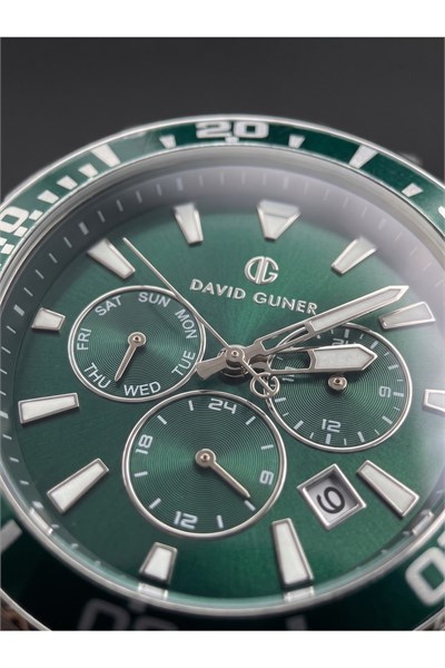 Erkek Kol Saati 43 mm Yeşil Kadran Gümüş Renk Çelik Kordon