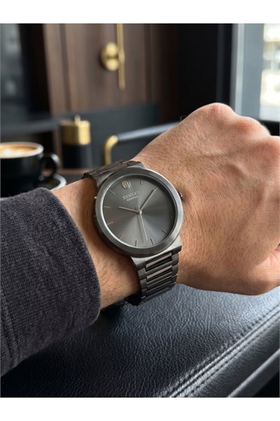 Excellent 41 mm Erkek Kol Saati Füme Çelik Kordonlu İnce Kasa
