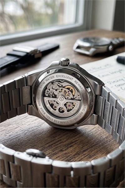 Excellent 45 mm Otomatik Erkek Kol Saati Siyah Kadran Çelik Kordonlu