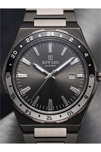 Excellent Erkek Kol Saati 42 mm İnce Kasa Füme Antrasit Çelik Saat